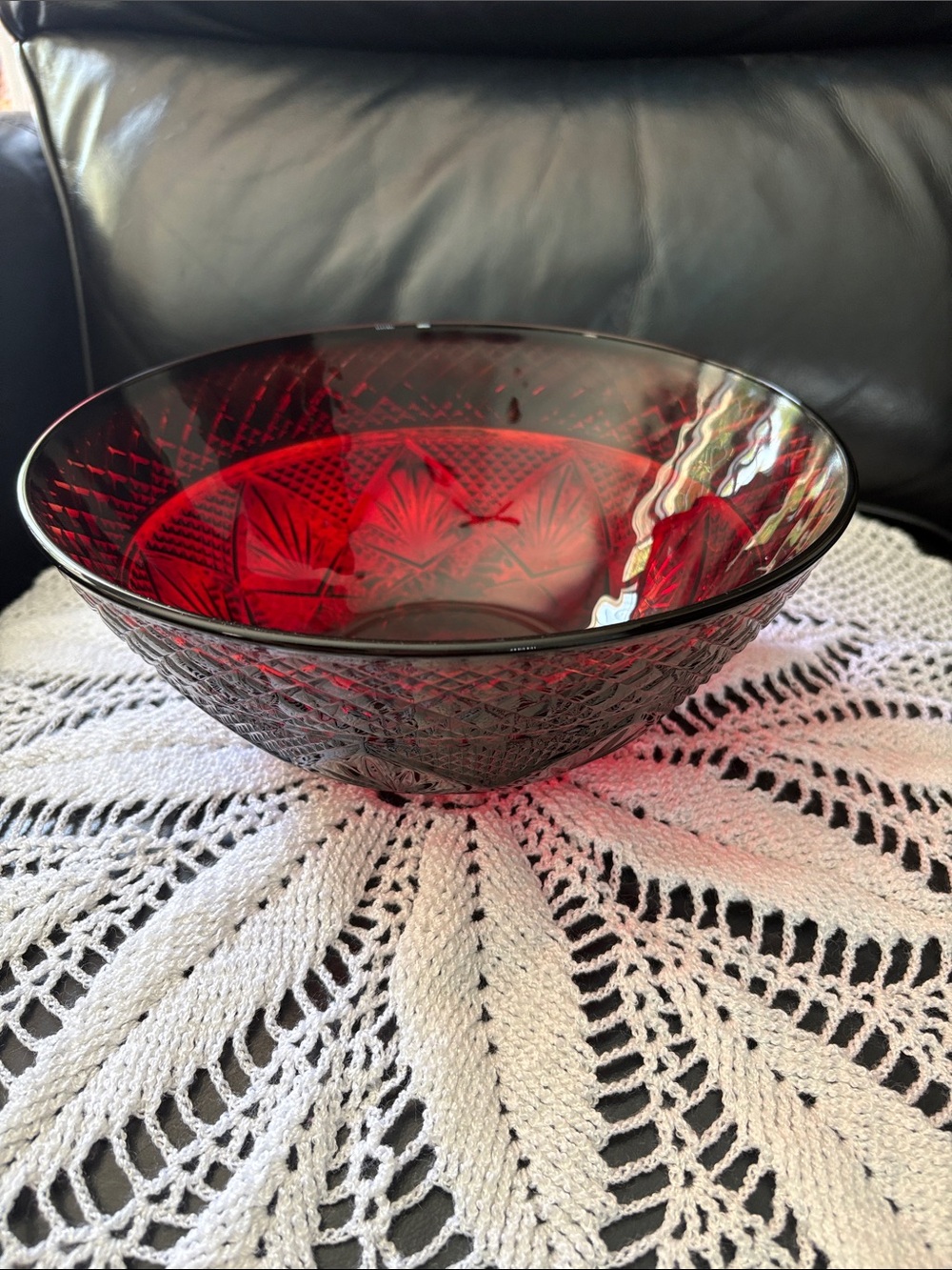 Luminarc Ruby Red Diamante Glass Serving Bowl